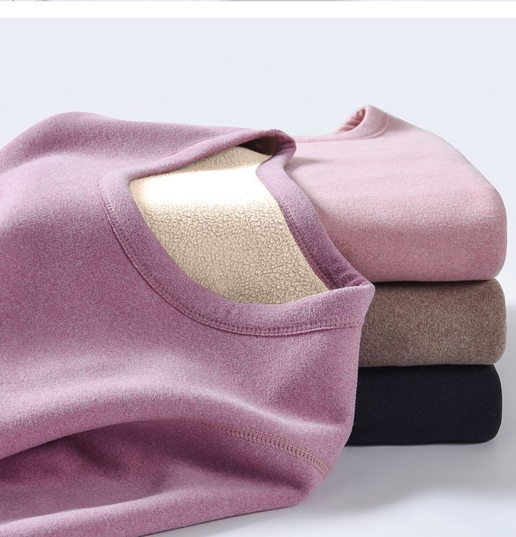 Fleeced Thickened Thermal Underwear Set Women Winter Warm  Innerwear 2 Pieces
